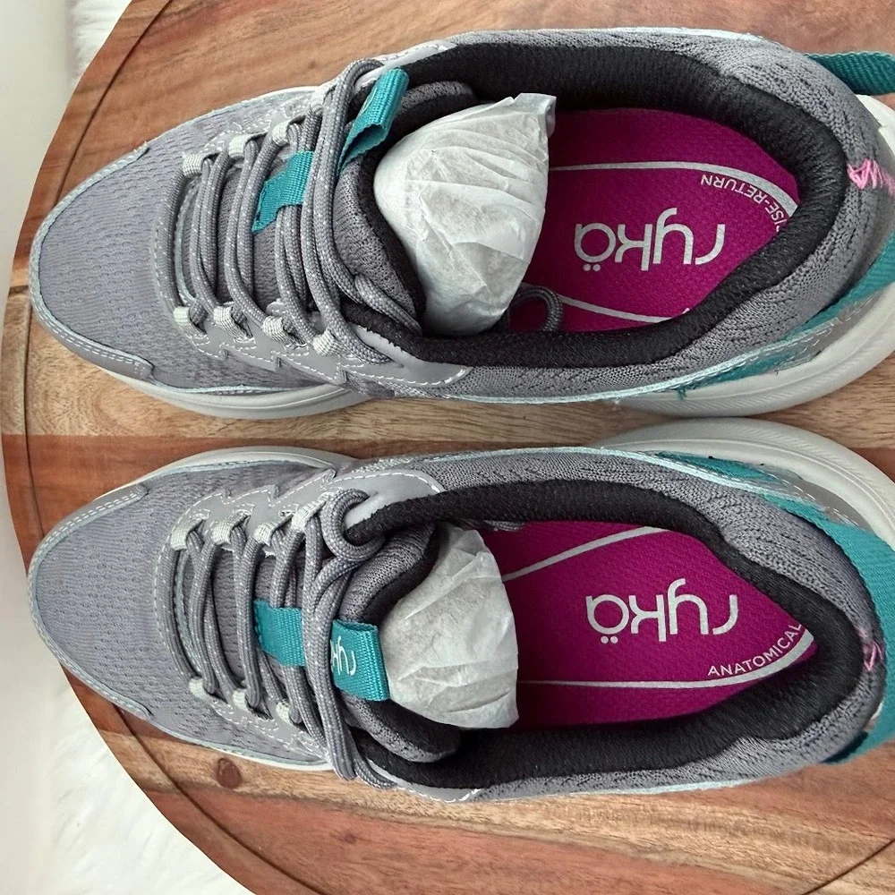 Ryka Treetop‎ Trail Tech Grey Teal Walking Shoes Womens 7.5 M J3125M1020 NEW